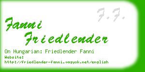 fanni friedlender business card